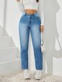 SHEIN Privé High Waisted V-Cut Tapered Jeans