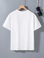 Letter Print Roll Up Sleeve Tee
