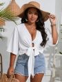 SHEIN Swim Mod Plus Tie Front Kimono