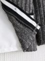 Young Boy Striped Trim Jacket & Pants & Shirt