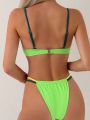 SHEIN Swim Basics Women's Contrast Swimsuit Set