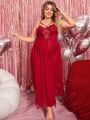 Plus Size Women's Lace Trimmed Spaghetti Strap Nightgown