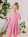 SHEIN Kids EVRYDAY Young Girl Solid Flare Hem Dress