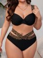 SHEIN Swim Classy Plus Size Bikini Set With Leopard Print Pattern