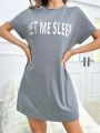 Women's Letter Print Round Neck Nightgown