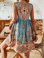 Sleeveless Printed Dress