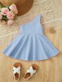 SHEIN Baby Girl Off-Shoulder Stylish Dress Suitable For Birthday Party