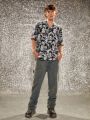 Elvis Presley X SHEIN 1pc Character Patchwork Print Shirt