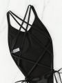 SHEIN Swim BAE Women's One-Piece Tie Backless Swimsuit