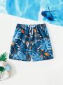 Boys' Tropical Printed Swim Trunks For Big Kids