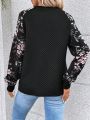 SHEIN Frenchy Women'S Floral Patchwork Print Raglan Sleeve Sweatshirt