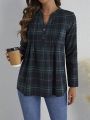 EMERY ROSE Ladies' Plaid Pleated Shirt