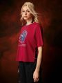 Game of Thrones X SHEIN Letter Print Drop Shoulder T-Shirt