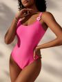 SHEIN Swim Mod Women'S Solid Color One-Piece Swimsuit