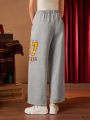 HARRY POTTER X SHEIN Letter Graphic Straight Leg Pants