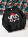 Young Girl 1pc Christmas Print Drop Shoulder Sweatshirt