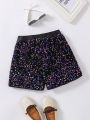 SHEIN Kids CHARMNG Girls' Gorgeous & Romantic Beaded Shorts Suitable For Parties & New Year