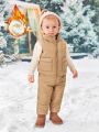 SHEIN Baby Boy Flap Pocket Vest Jacket & Pants