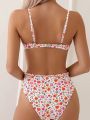 SHEIN Swim Mod Women's Split Swimsuit Set With Random Floral Print, Perfect For Summer Holiday And Beach Fun New Year