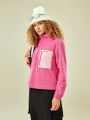 In My Nature Letter Graphic Zip Half Placket Fleece Sweatshirt