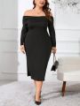 SHEIN Privé Plus Size Elegant Off Shoulder Split Dress
