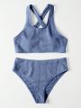 SHEIN Swim Basics Solid Color Separated Swimsuit Set