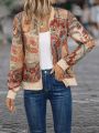 Paisley Print Zip Up Bomber Jacket