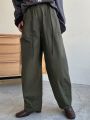 FRIFUL Solid Color Slant Pocket Long Pants