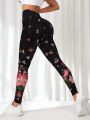 Yoga Floral Floral Printed High Waist Sports Leggings