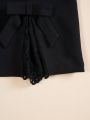 SHEIN Qutie Women's Solid Color Straight Skirt With Bow Decoration