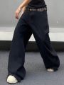 Men's Raw Hem Wide Leg Jeans Without Belt