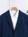 Teen Boy 1pc Lapel Neck Single Button Blazer