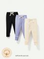 Cozy Cub Baby Girls' 3pcs Solid Color Butterfly Knot Decor Long Pants Set