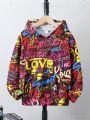 Boys' (big) Hooded Sweatshirt With Letter Print