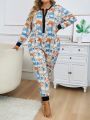 Plus Size Women's Cartoon Bear Printed Pajamas