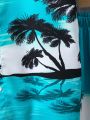 Teen Boy's Coconut Tree Print Beach Vacation 2pcs/Set