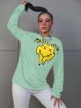 SHEIN SXY Cartoon Printed Casual Long Sleeve T-shirt