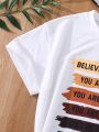 Teenage Girls' Slogan Printed Short Sleeve T-Shirt