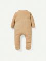 Cozy Cub Baby Boy 2pcs Solid Zip Up Ribbed Knit Jumpsuit