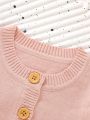 Solid Color Button Up Cardigan For Baby Girl