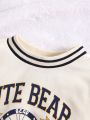 Baby Boys' Vintage British College Bear & Letter Print Sweatshirt And Loose Brown Pants