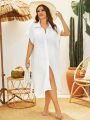 SHEIN Swim Vcay Plus Size Women's Long Shirt Kimono