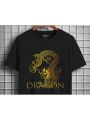 Men's Dragon And Letter Print T-shirt