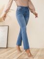 Women's Flare Jeans With Slanted Pockets