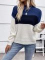 Color Block Drop Shoulder Sweater