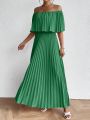 SHEIN Frenchy Pleated Solid Color Dress