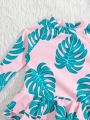 Baby Tropical Print Peplum One Piece Swimsuit
