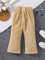 SHEIN Kids Cooltwn Girls (small) Bow Plush Flared Pants