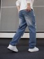 Manfinity Homme Men's Straight Leg Ripped Jeans