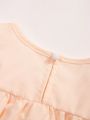 Baby Girls' Bodysuits With Flutter Sleeves & 3d Flower Decorative Triangle Shape Cover Cloth